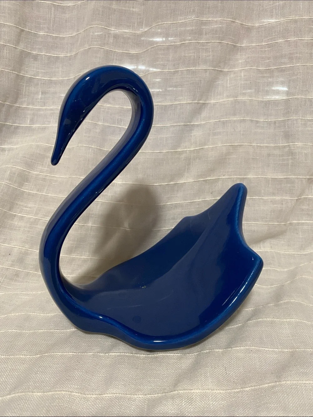 Vintage Blue Ceramic Swan Dish